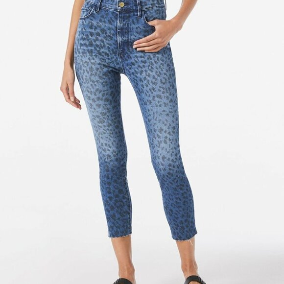 Frame Ali High Rise Leopard-Print Cigarette Jean 28 - Picture 1 of 12